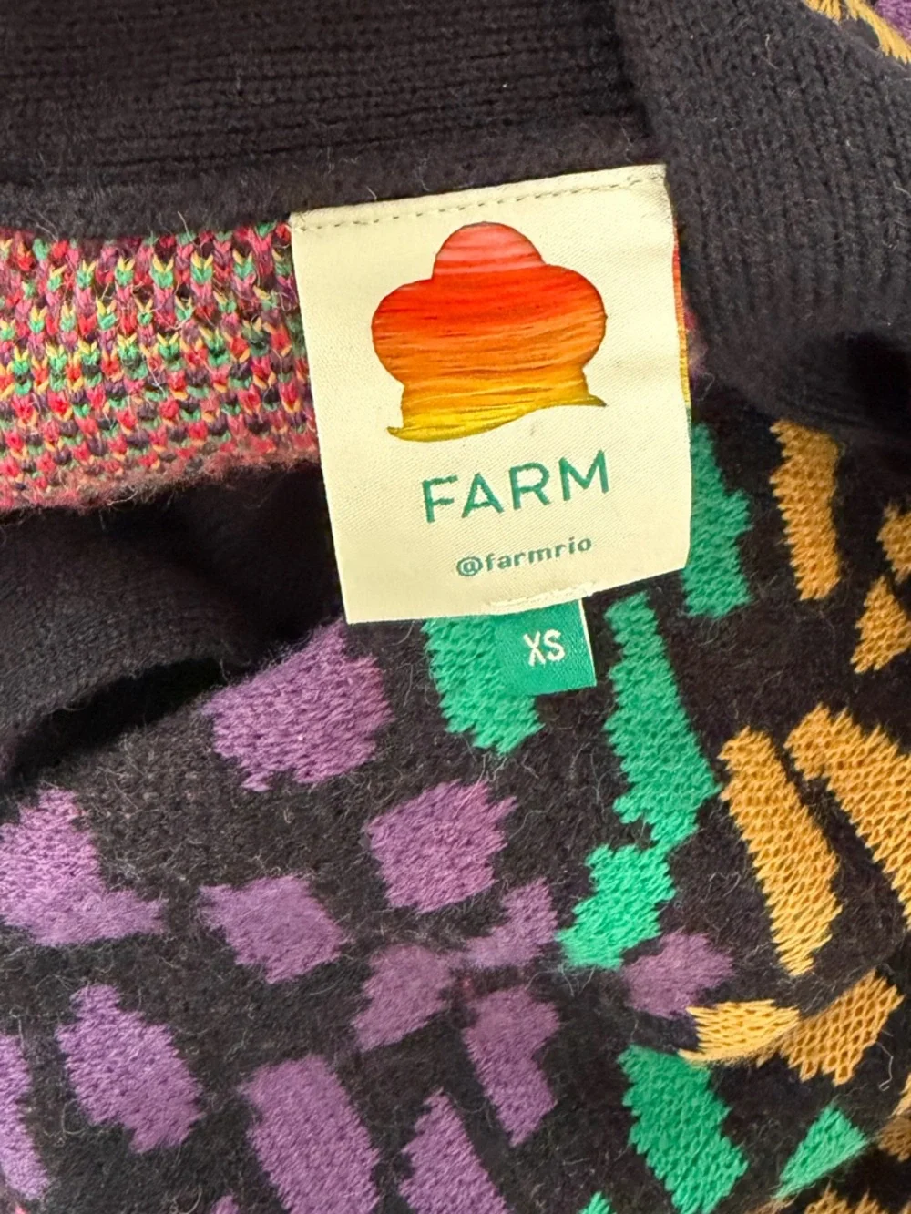 FARM Rio Rainbow Leopard Print Acrylic Blend Long Sleeve Cardigan Sweater Top XS - Picture 6 of 6